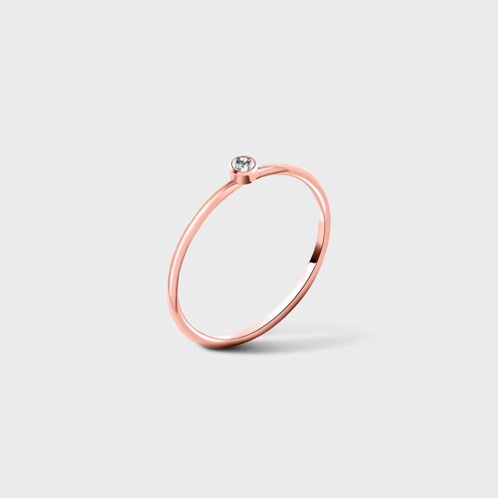 2mm Clear CZ Solitaire 14k Rose Gold Filled Ring