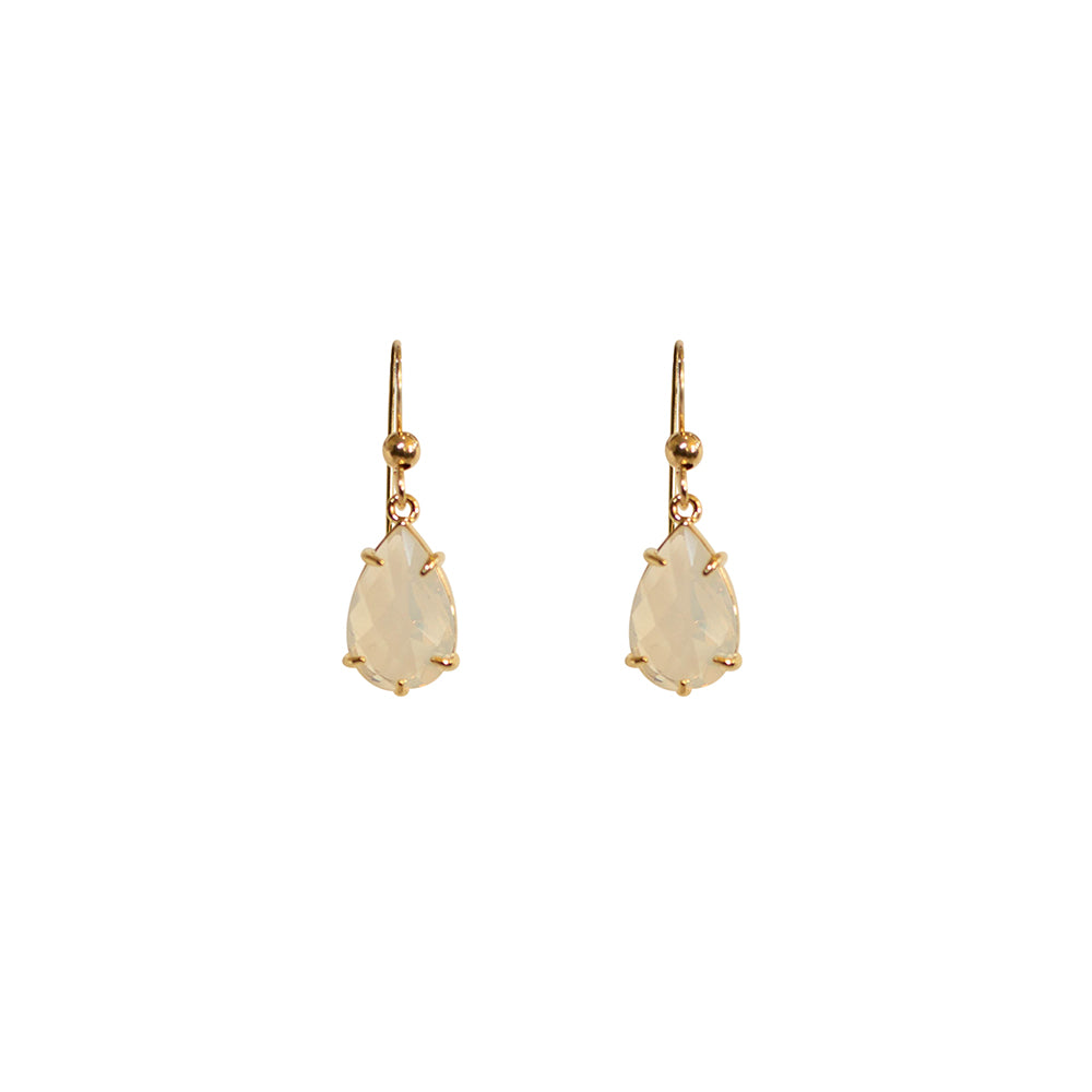 "Opal" Glass Prong Teardrop Earrings