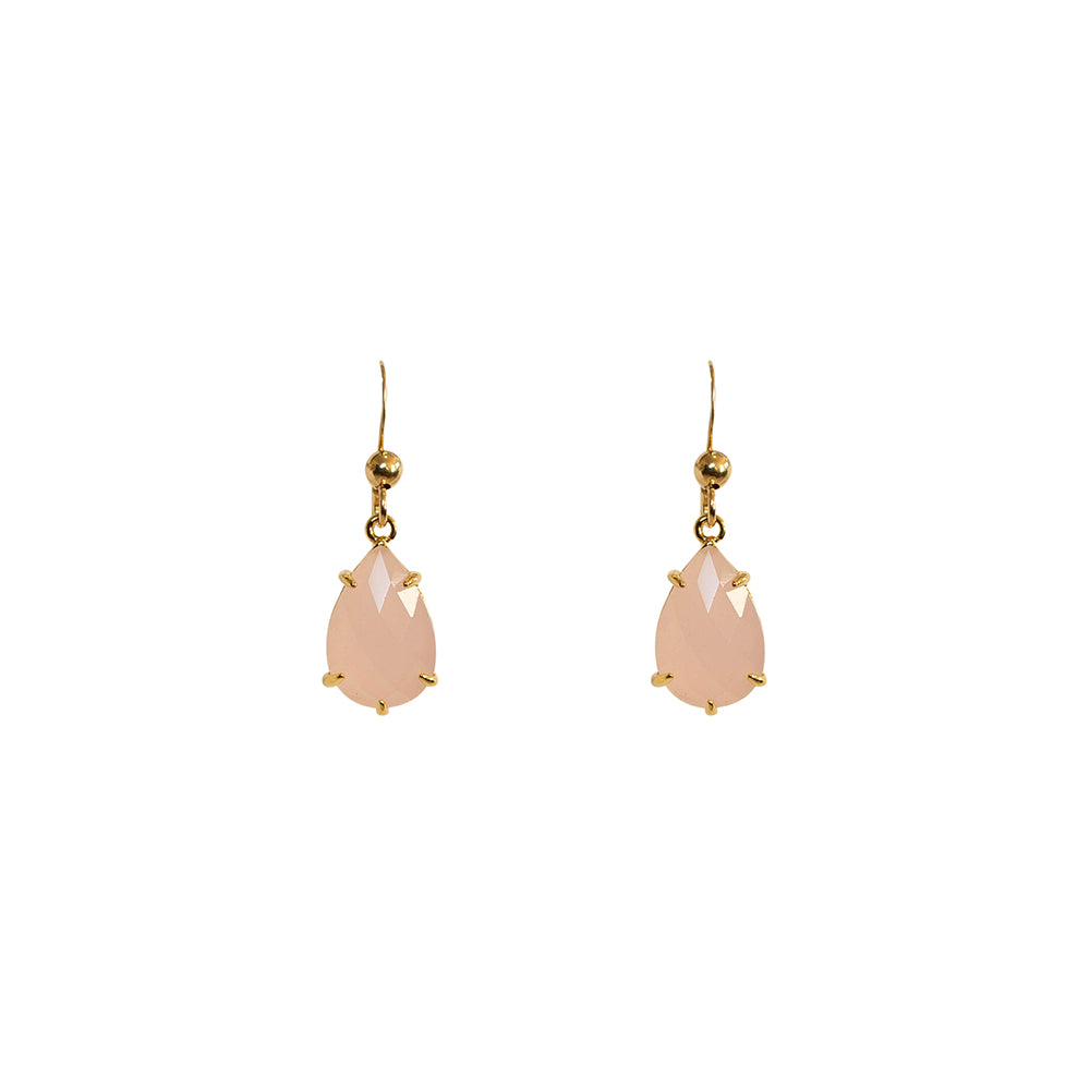"Rose Quartz" Glass Prong Teardrop Earrings