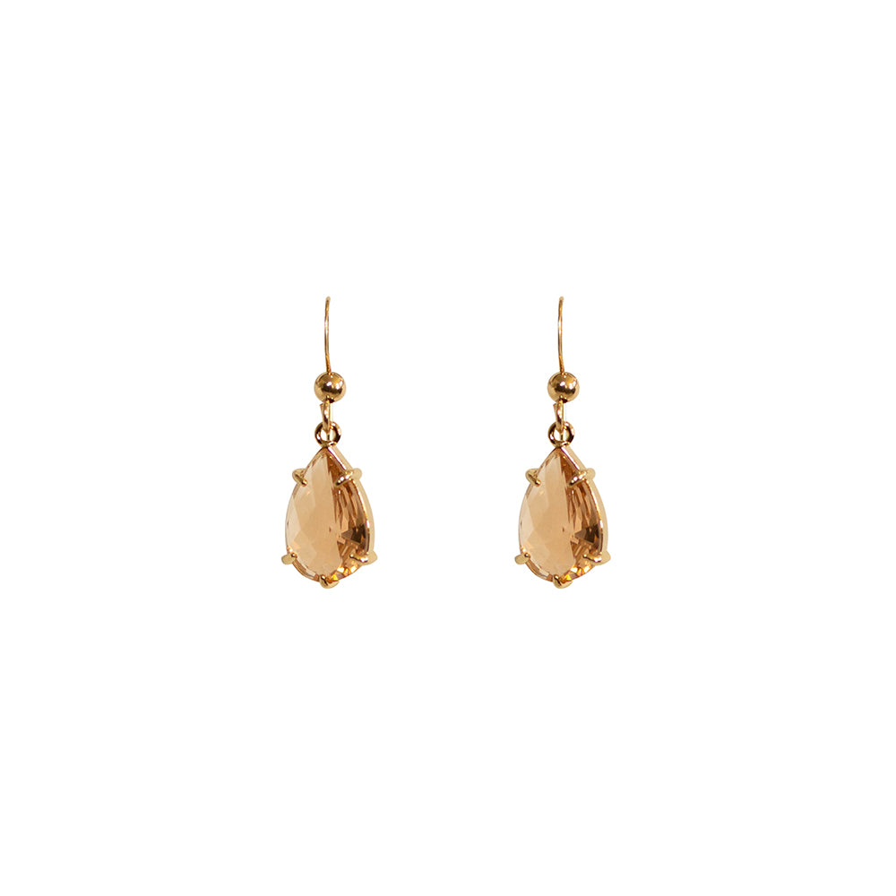 "Morganite" Glass Prong Teardrop Earrings