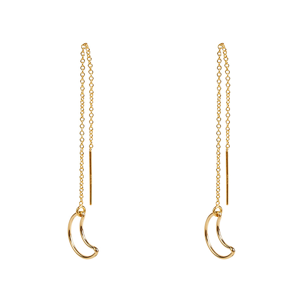 Crescent Moon Outline Threaders Earrings