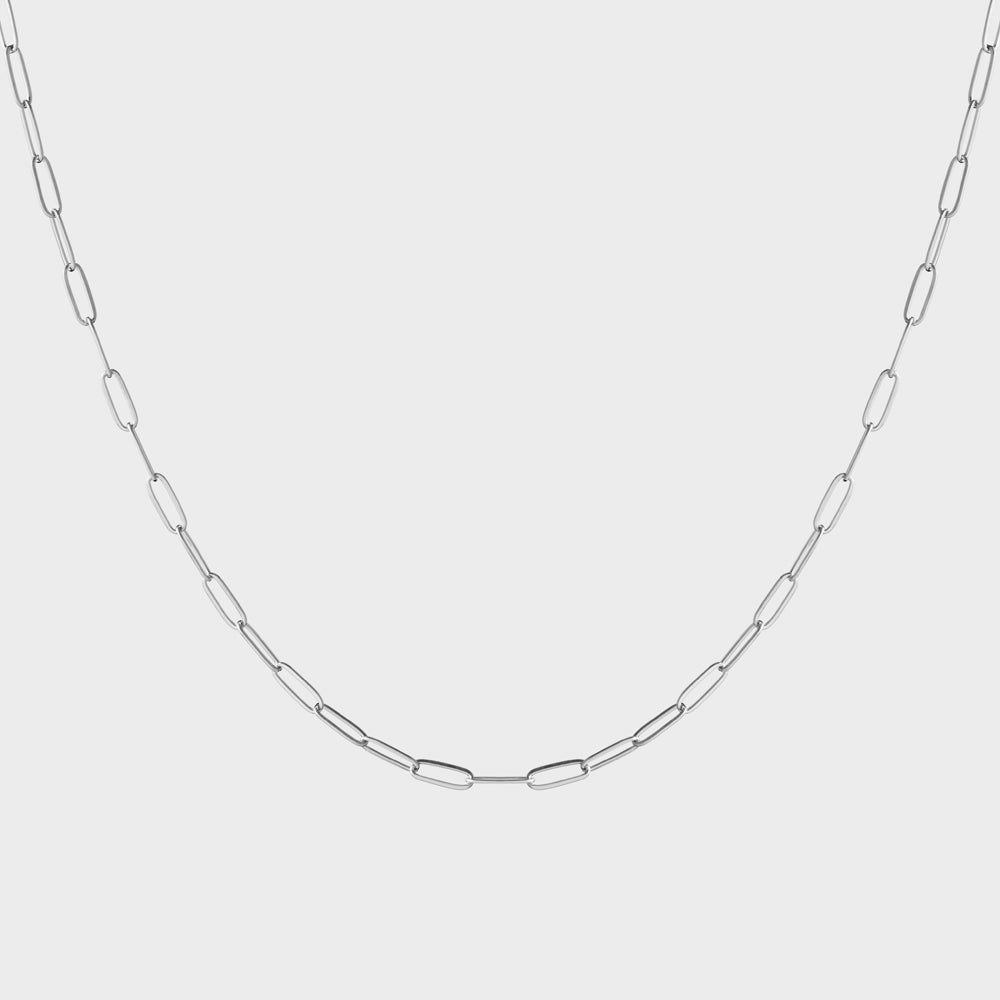 Sterling Silver Rectangular Chain Choker Collar Necklace
