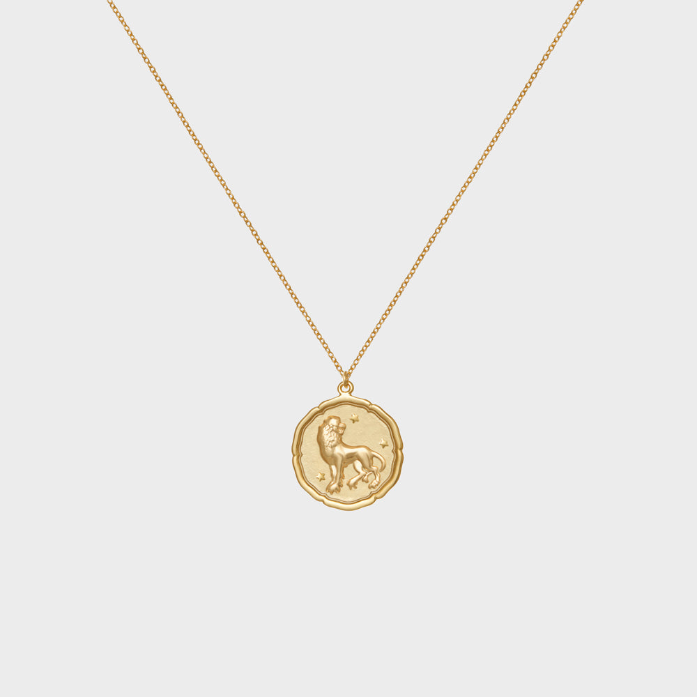 Leo Zodiac Astrology Gold Necklace Leo Astrology Coin Necklace
