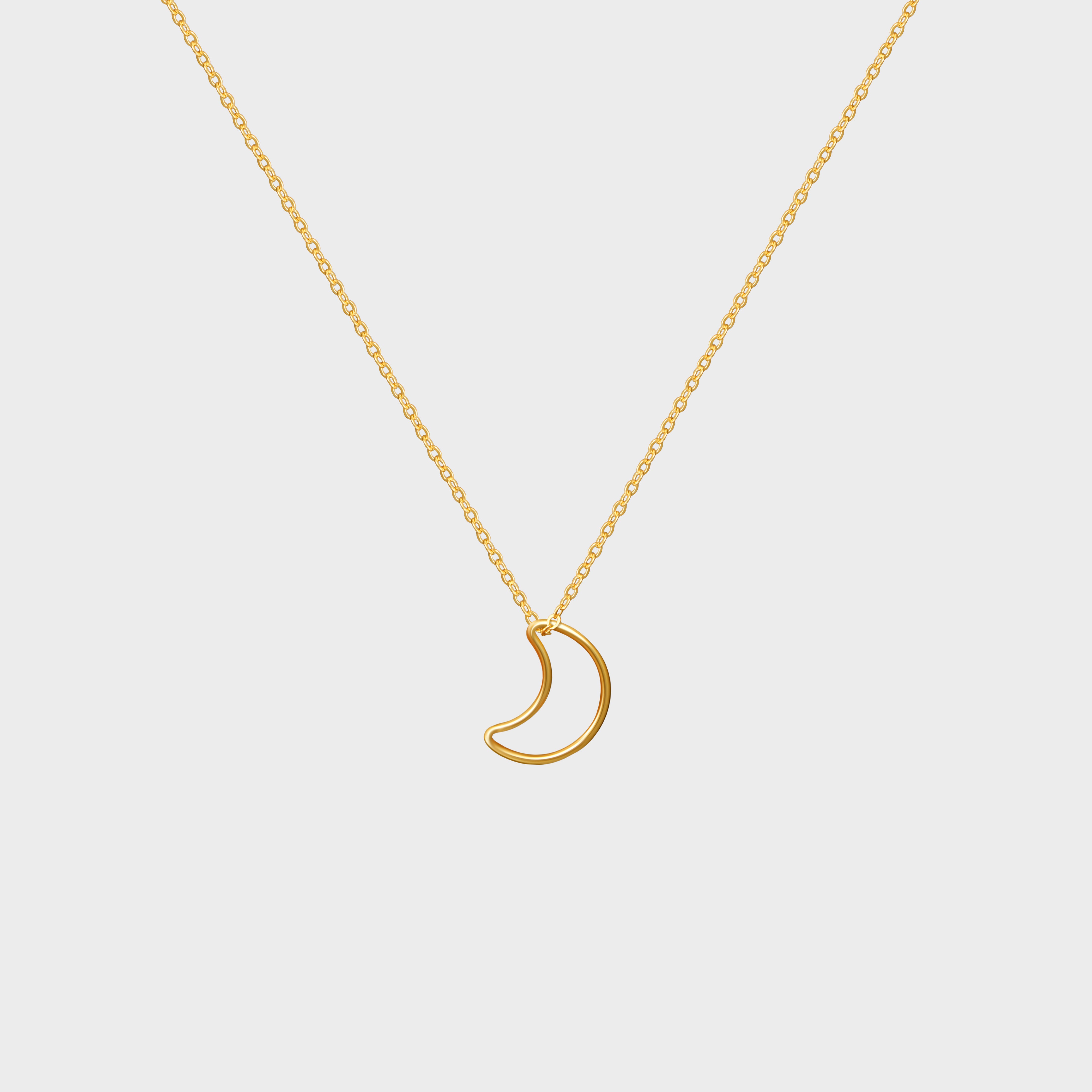 Crescent Moon Outline Charm Necklace