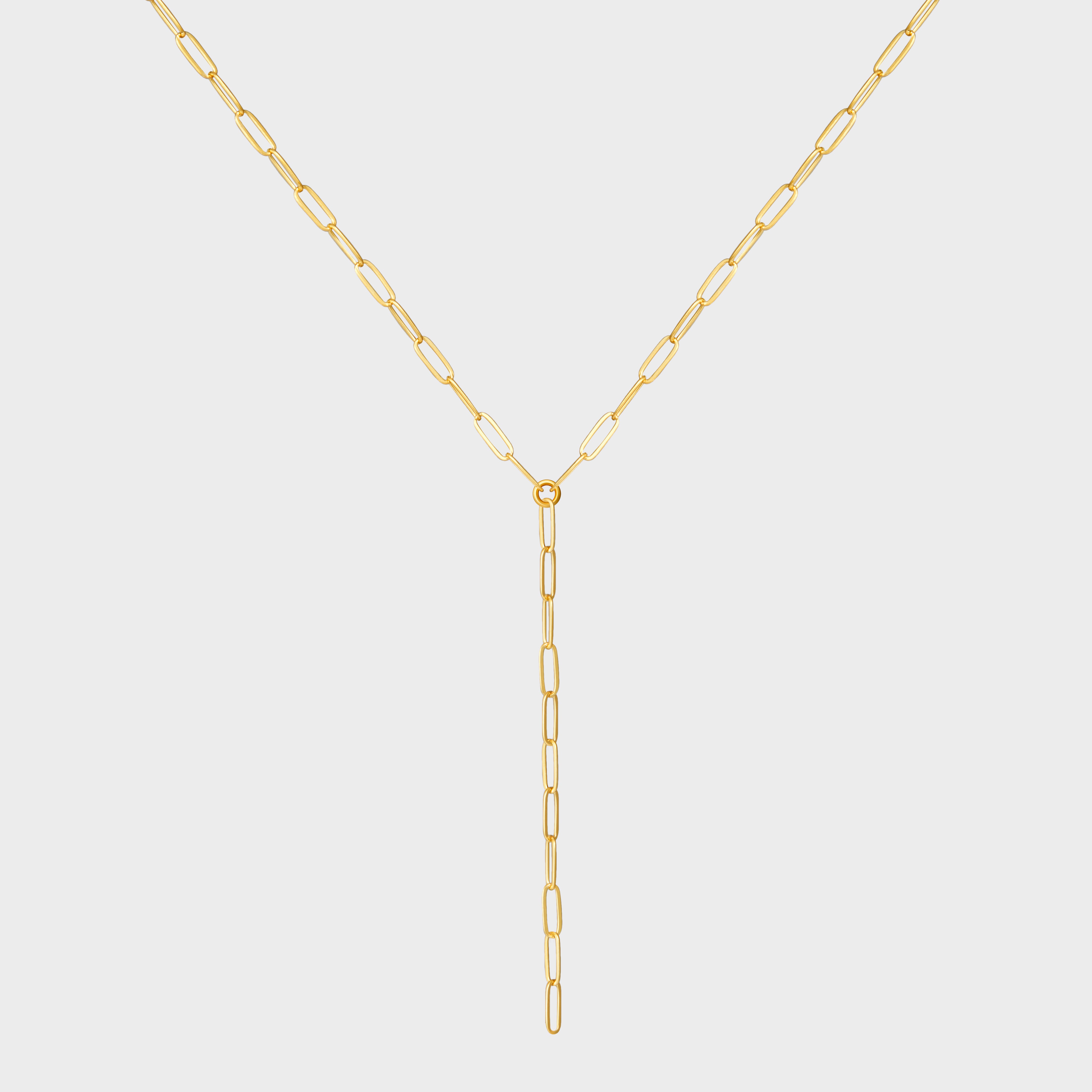 Y Drop Lariat Rectangular Chain Necklace