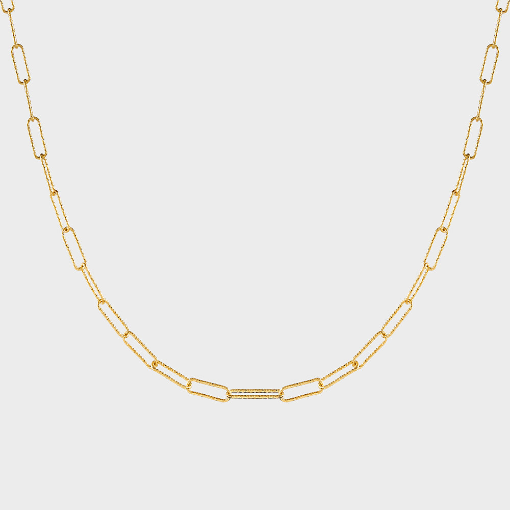 Diamond Cut Rectangular Chain Collar Choker Necklace