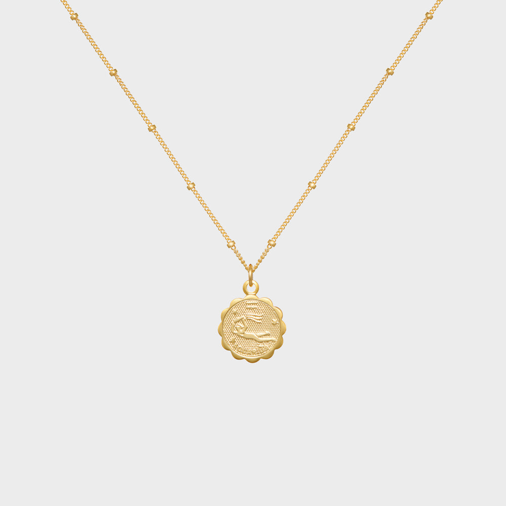 Aquarius Astrology Medallion Necklace
