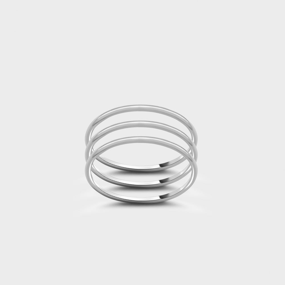 Triple Set Sterling Silver Plain Smooth Band Rings
