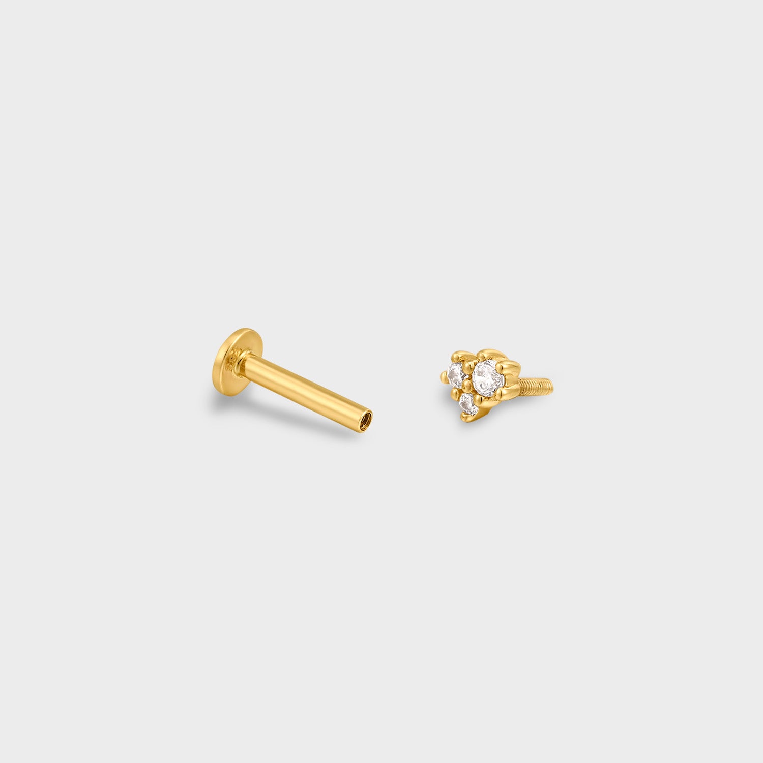 Trio Cluster Lab Diamonds Flat Back Screw On Stud Post Earrings