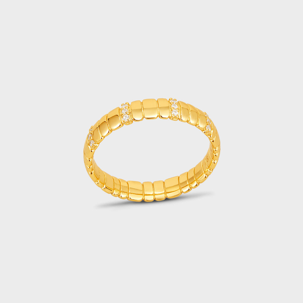 Thick Tile Textures + Pave CZ Band Ring