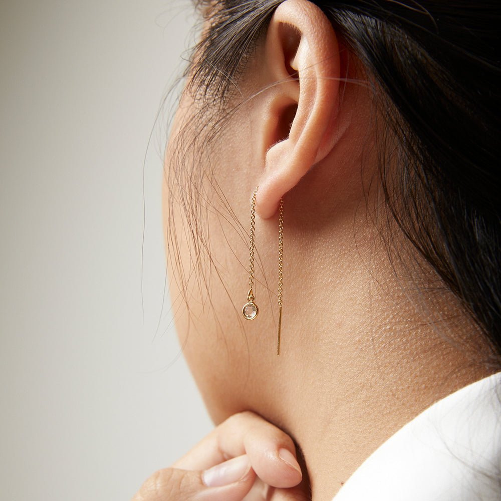 Tiny Clear Crystal Threader Earrings