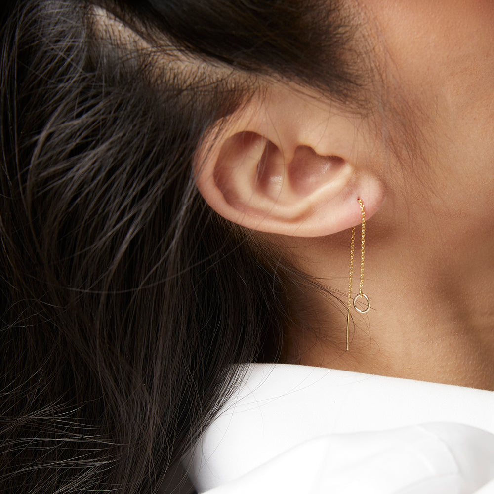 Tiny Circle Threader Earrings