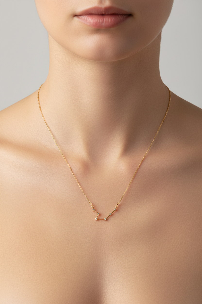 Aquarius Constellation CZ Outline Necklace