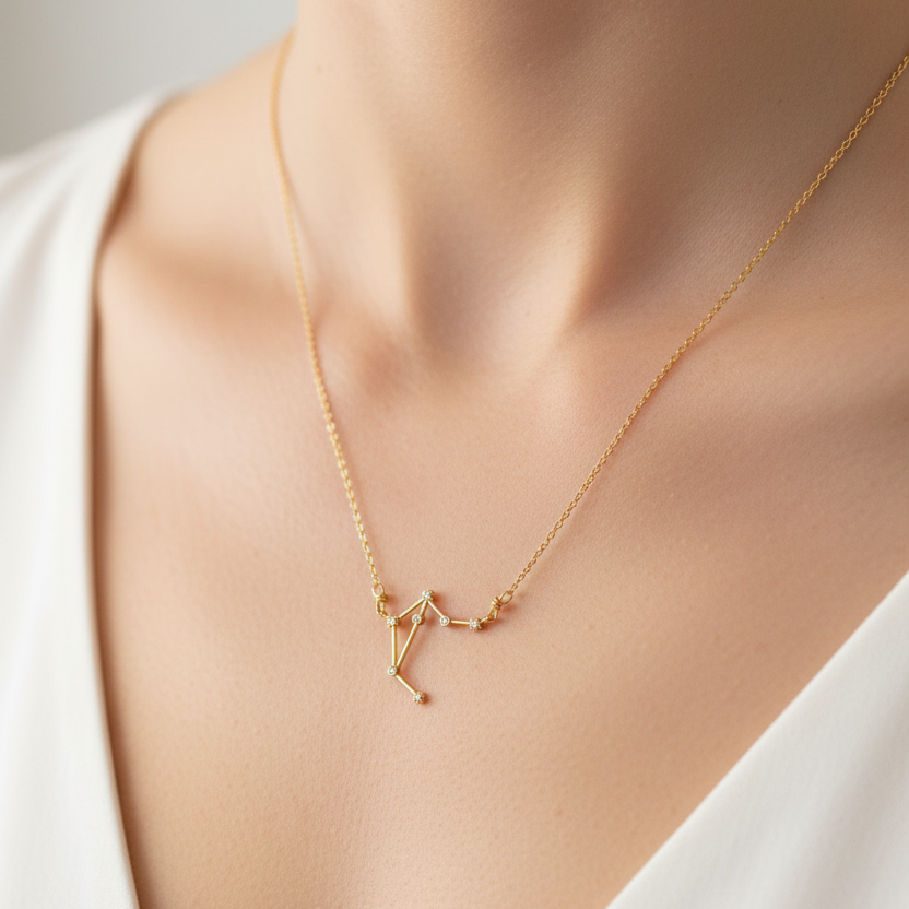 Libra Constellation CZ Outline Necklace