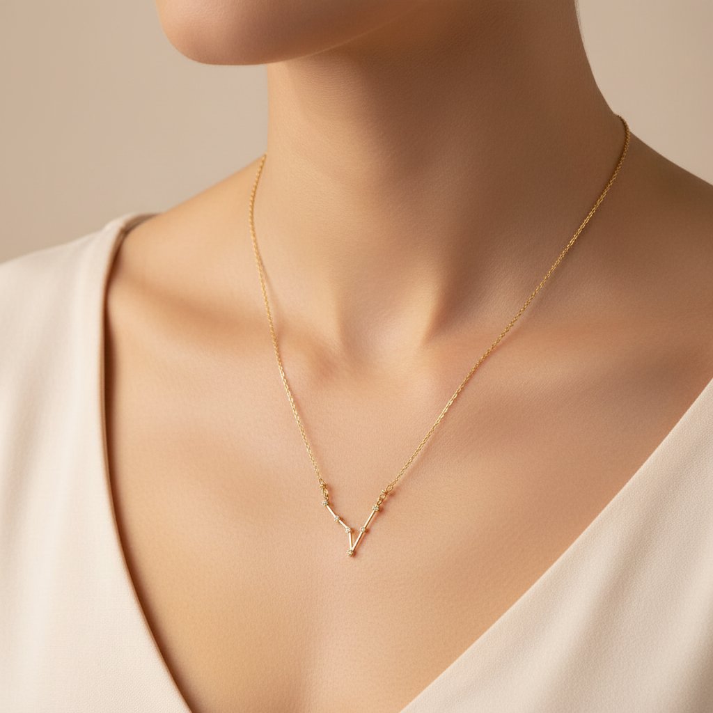 Pisces Constellation CZ Outline Necklace