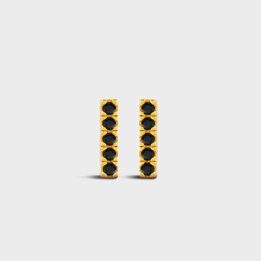10mm Pave Black CZ Bar Post Studs Earrings