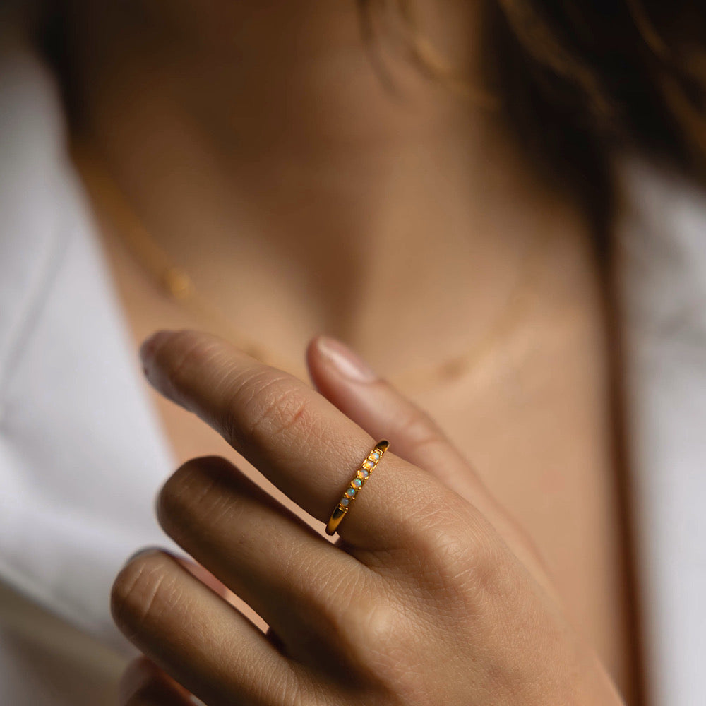 6 Pave Opals Band Ring