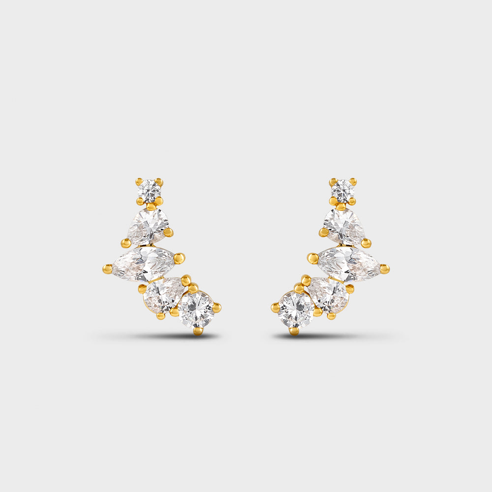 Multi Shapes CZ Cluster Stud Earrings