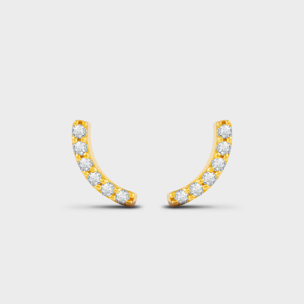 Pave CZ Curved Bar Post Studs Earrings