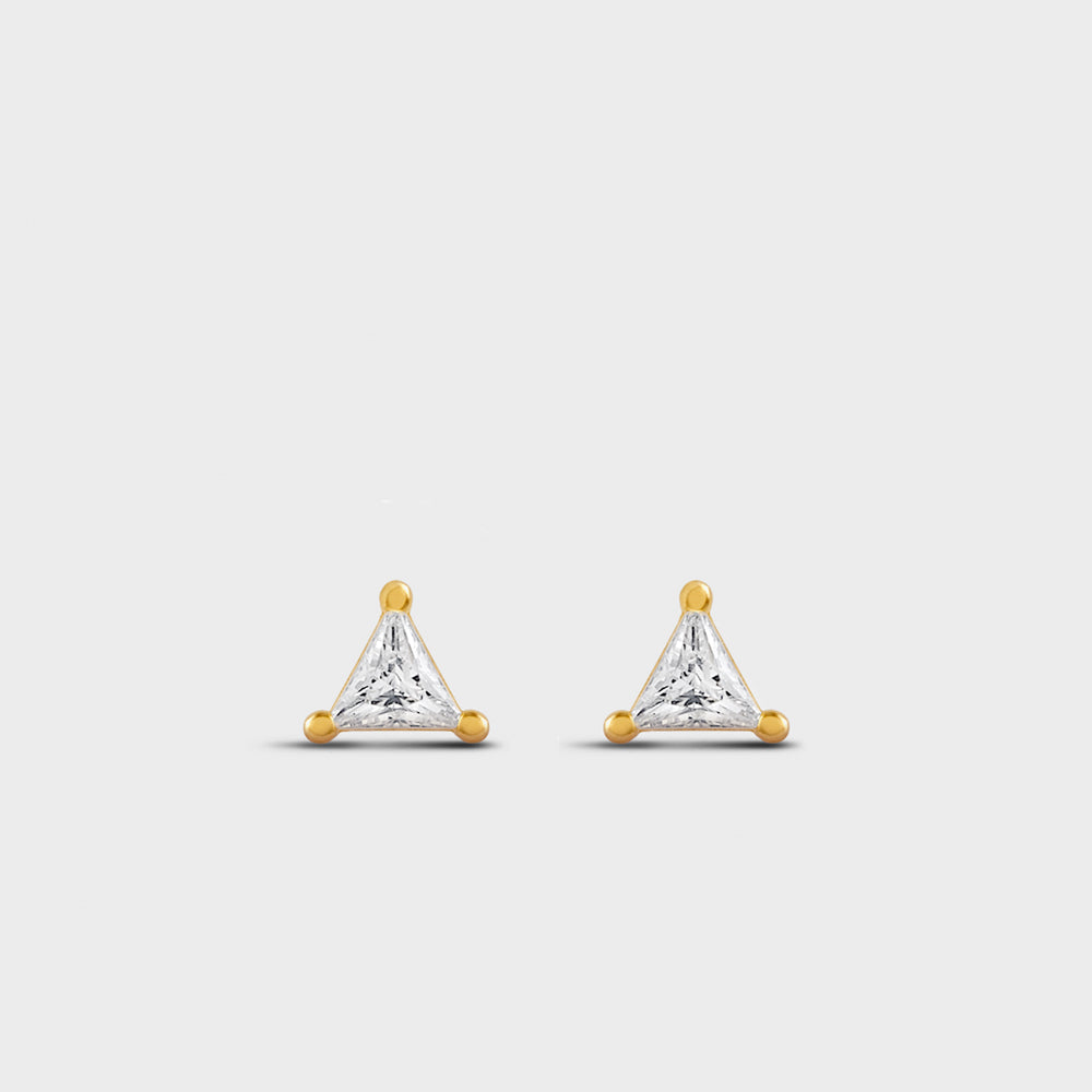 3mm Triangle Clear CZ Prong Studs Earrings