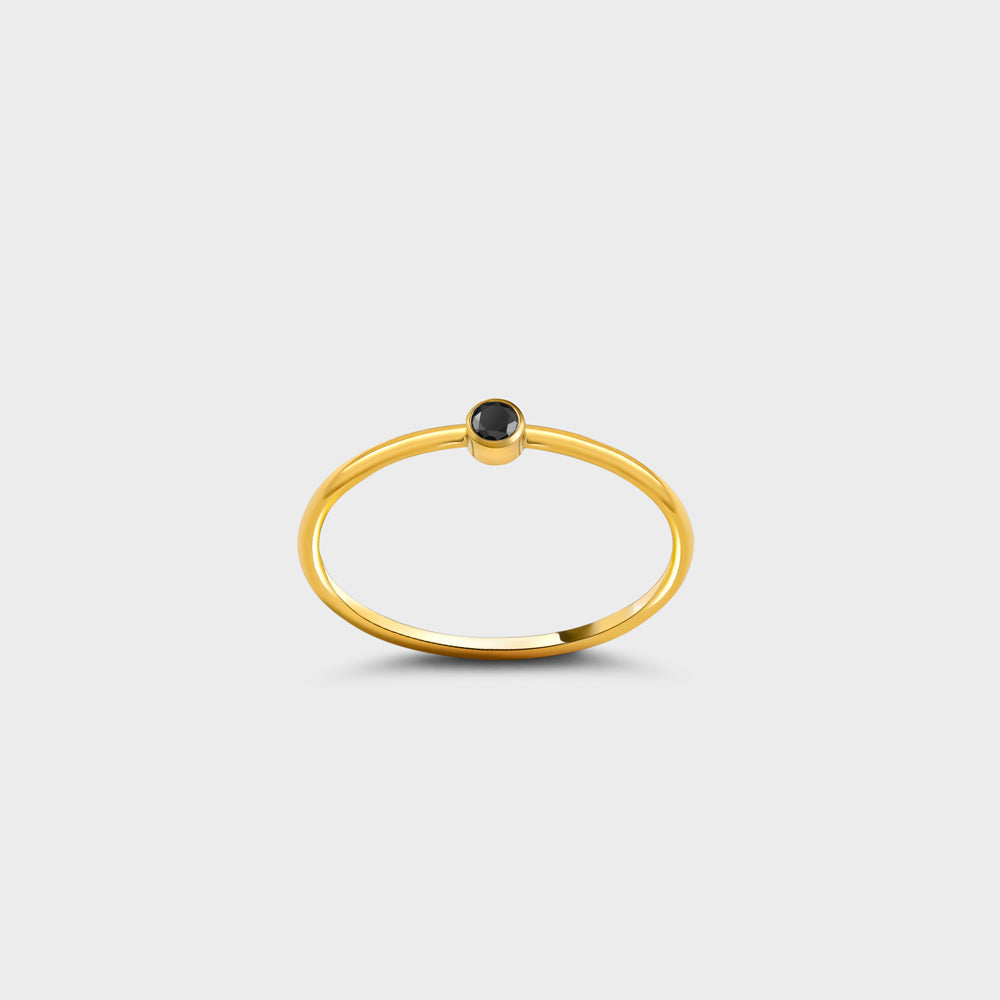 2mm Black CZ Solitaire 14k Gold Filled Ring