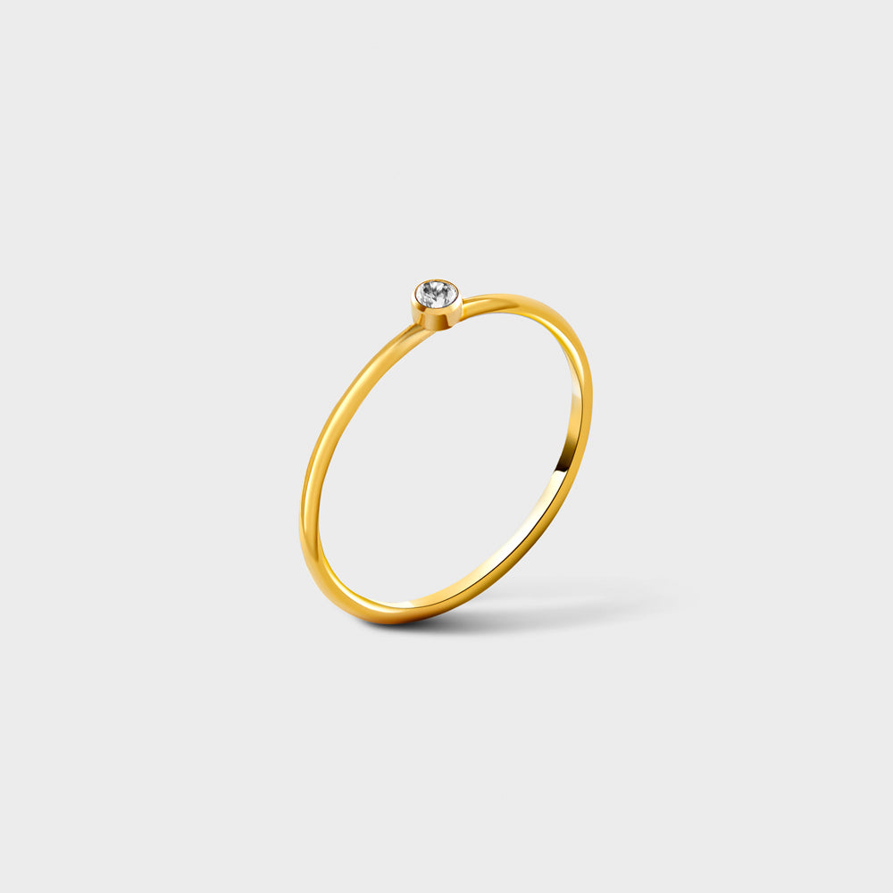 2mm Clear CZ Solitaire 14k Gold Filled Ring