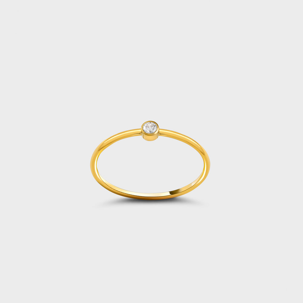 2mm Clear CZ Solitaire 14k Gold Filled Ring