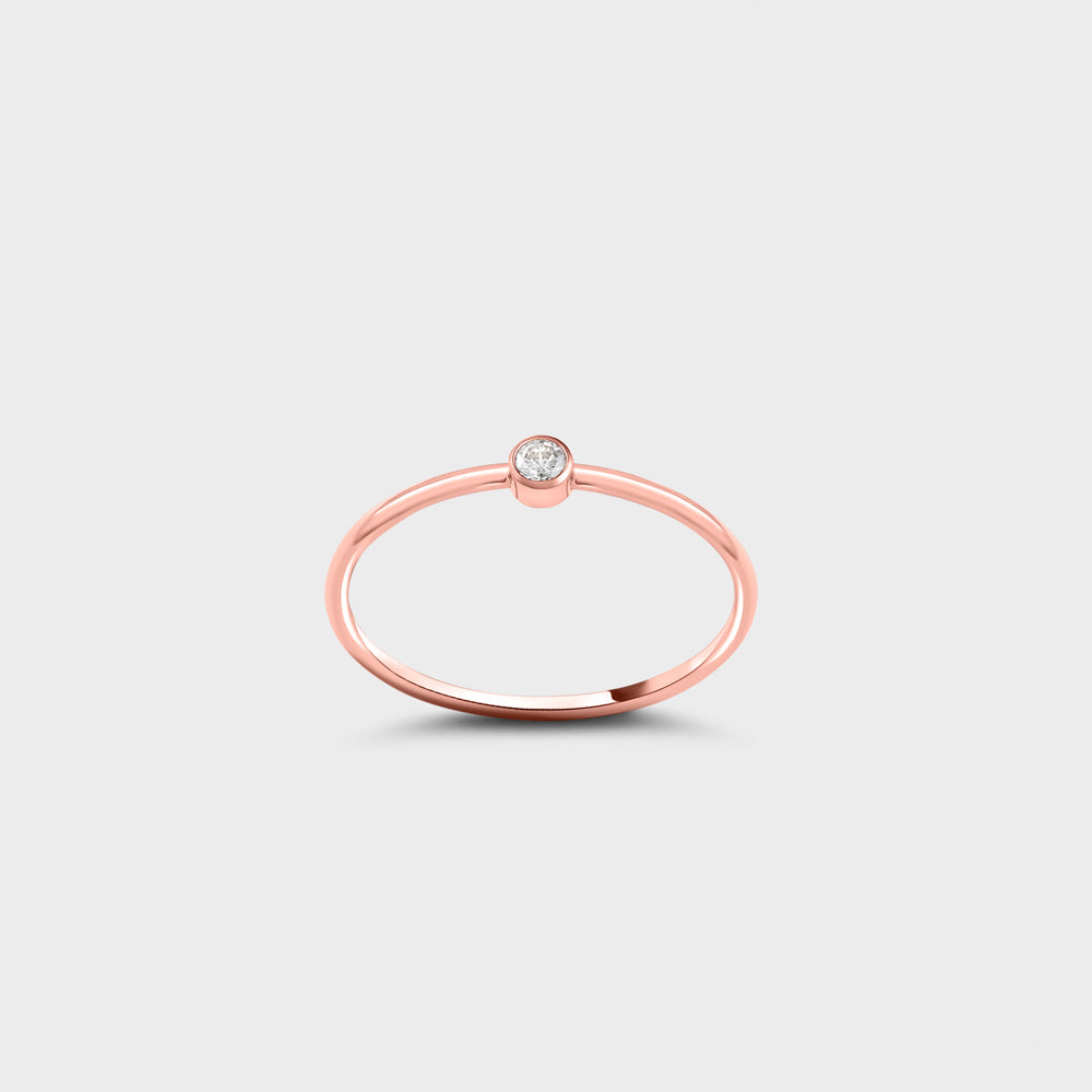 2mm Clear CZ Solitaire 14k Rose Gold Filled Ring