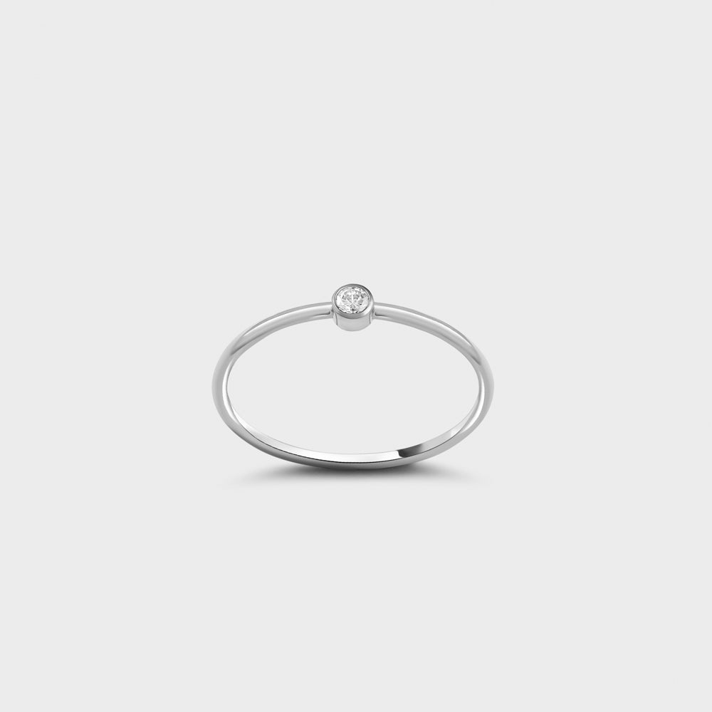 2mm Clear CZ Solitaire Sterling Silver Ring