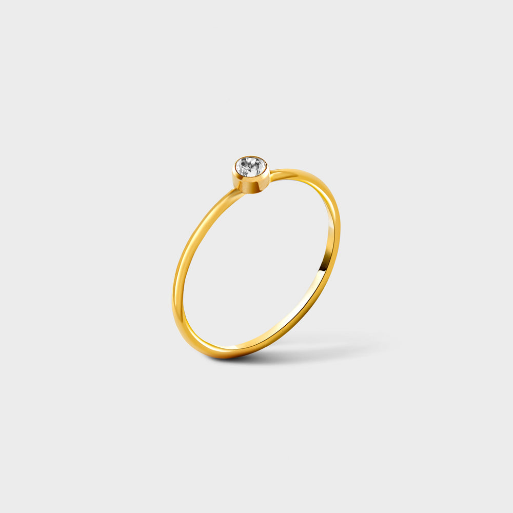 4mm Clear CZ Solitaire 14k Gold Filled Ring