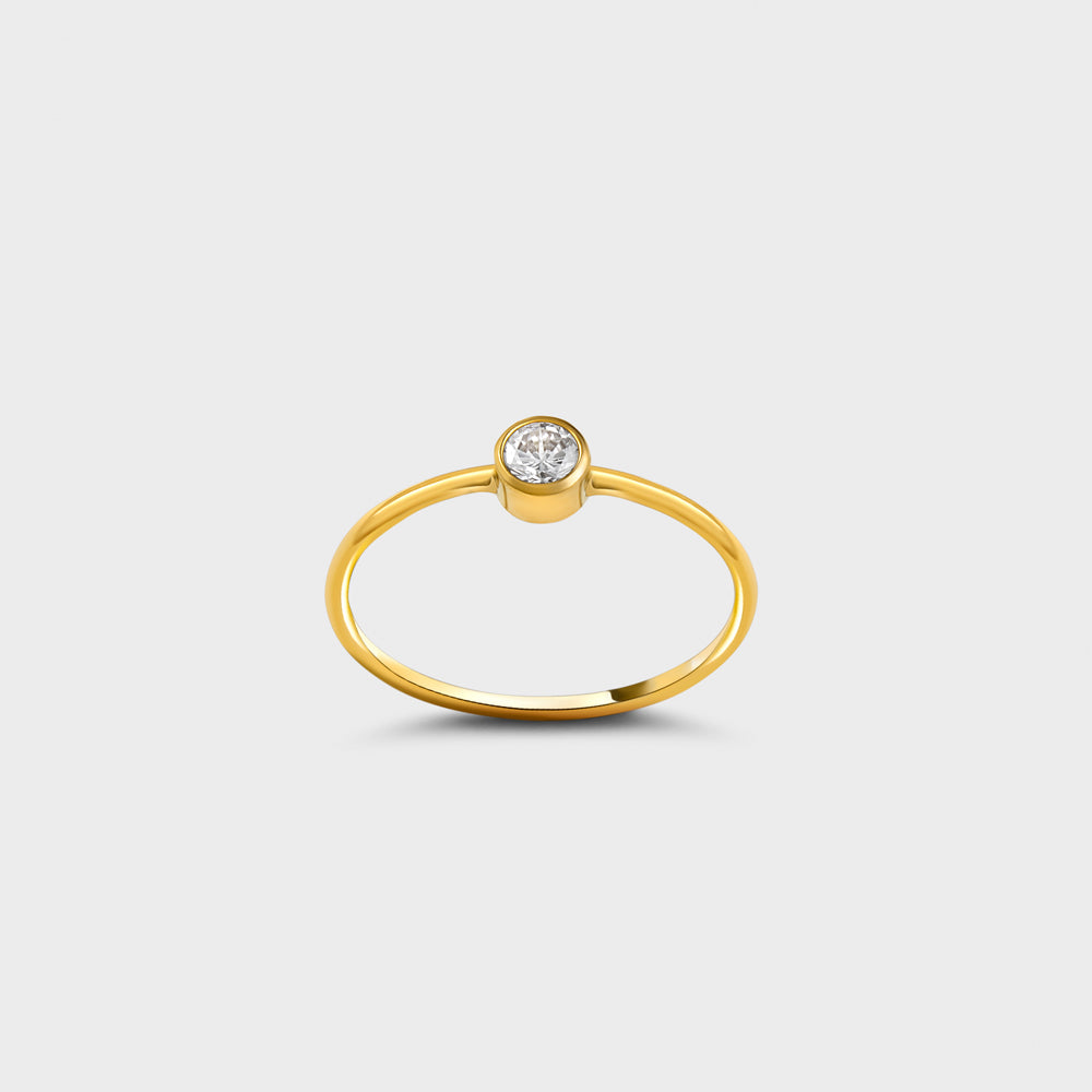 4mm Clear CZ Solitaire 14k Gold Filled Ring