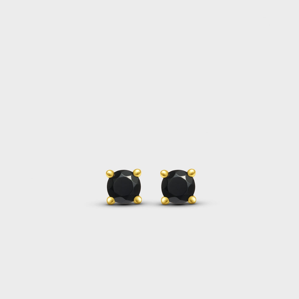 4mm Round Black CZ Prong Post Studs Earrings