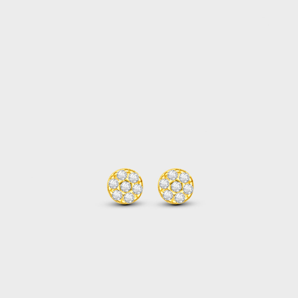 4mm Disc Pave Clear CZ Stud Earrings