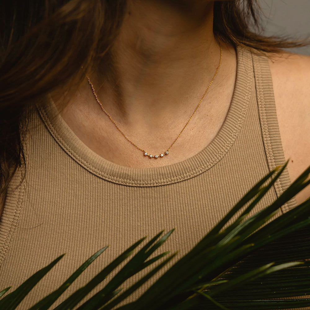 Constellation Pave CZ Curve Bar Necklace