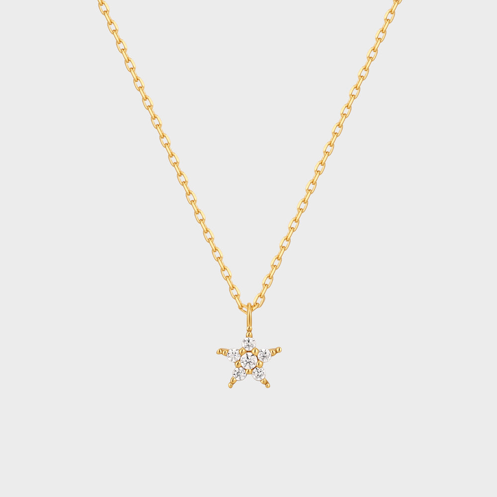 Tiny Pave 5 Points Star Pendant Necklace