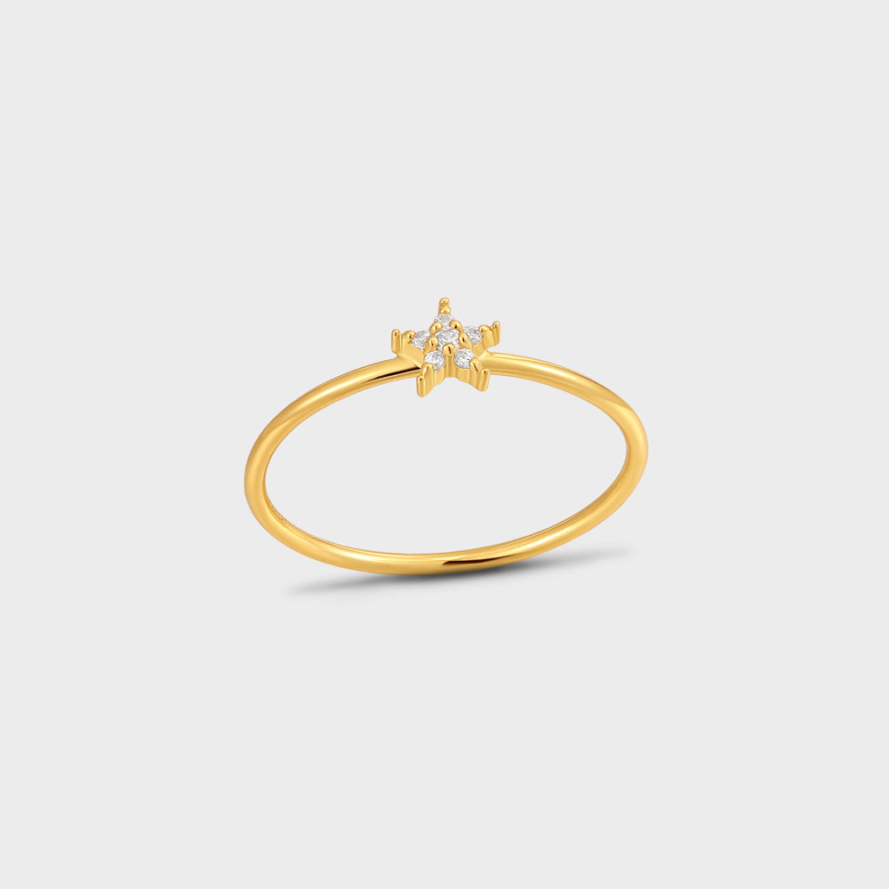 Tiny Pave 5 Points Star Ring