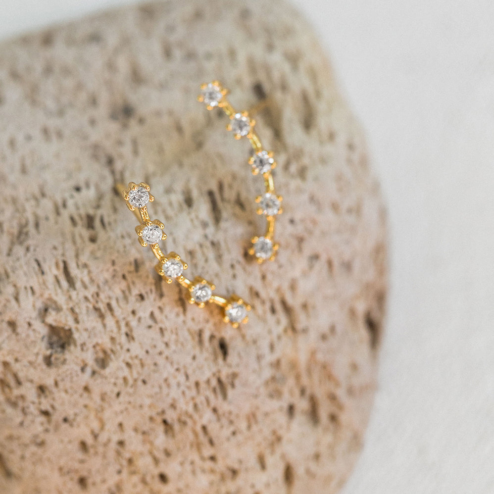 Constellation Pave CZ Climber Stud Earrings