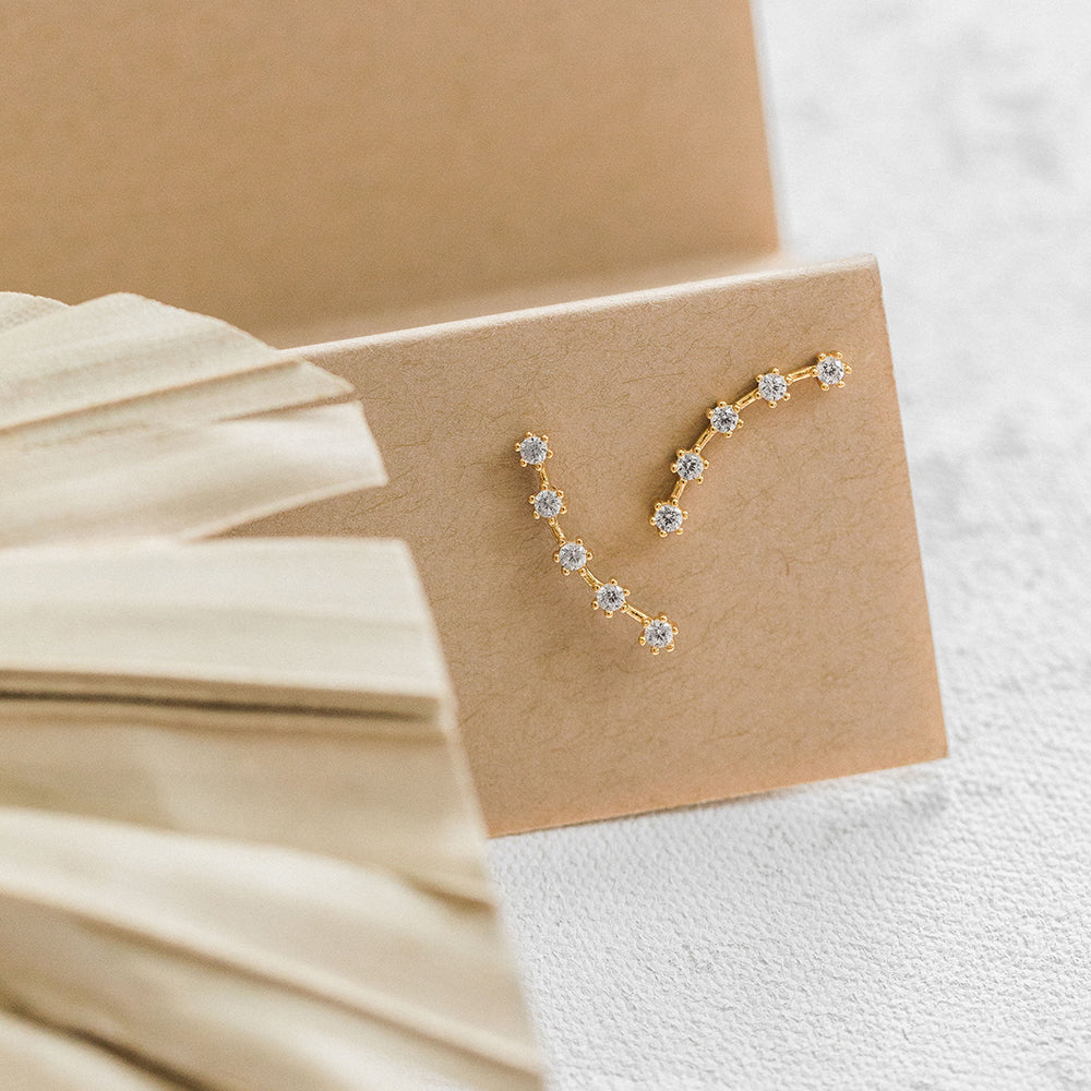 Constellation Pave CZ Climber Stud Earrings