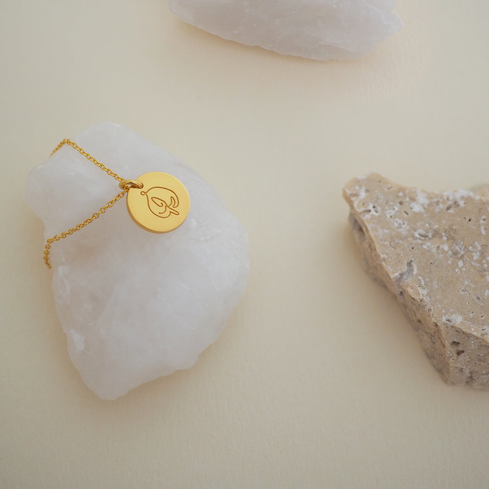 Etched Anthurium Outline Pendant Necklace
