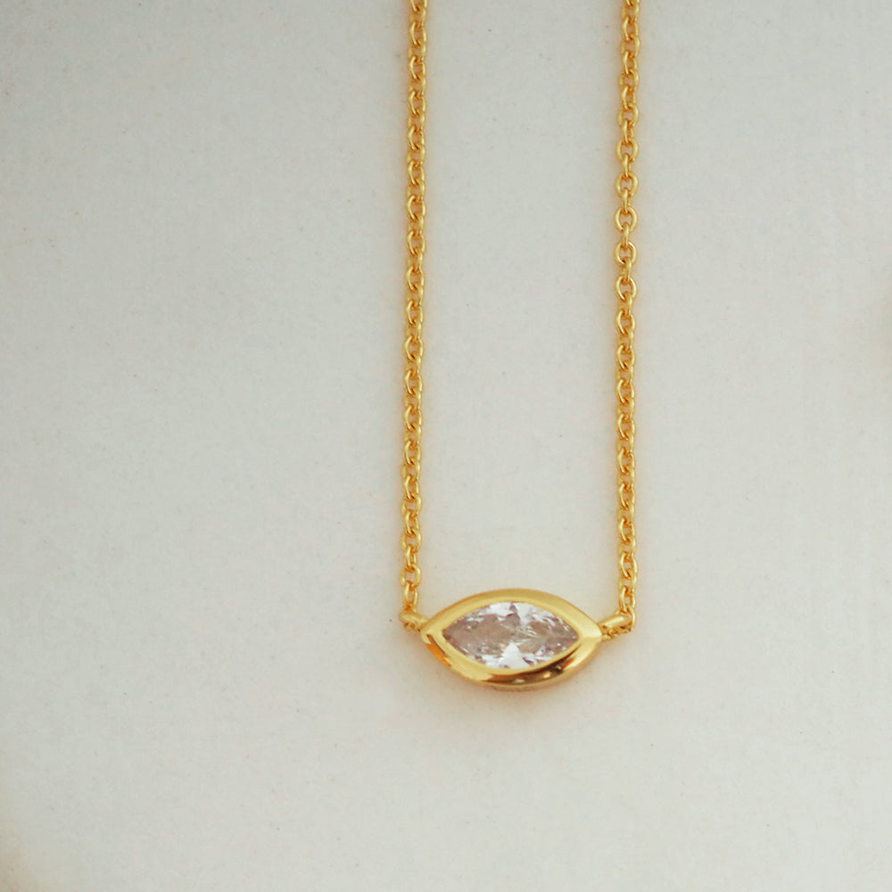 Solitaire Marquise CZ Bezel Necklace