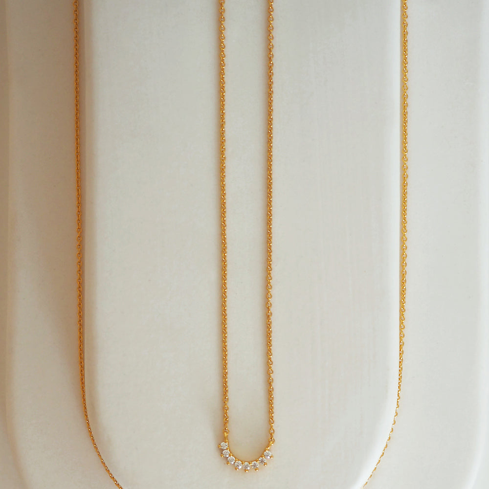 Scalloped Edge CZ Arc Necklace