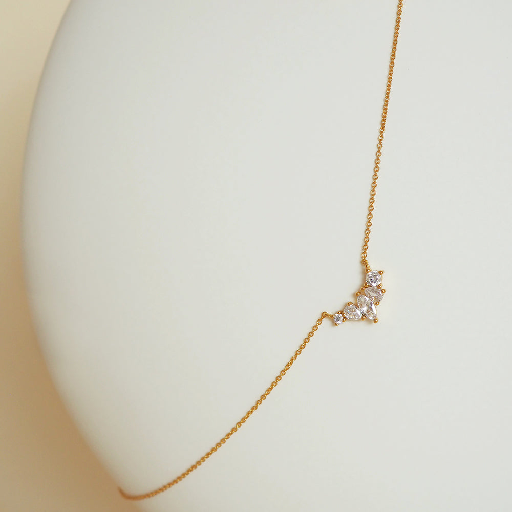 Multi Shapes CZ Cluster Necklace