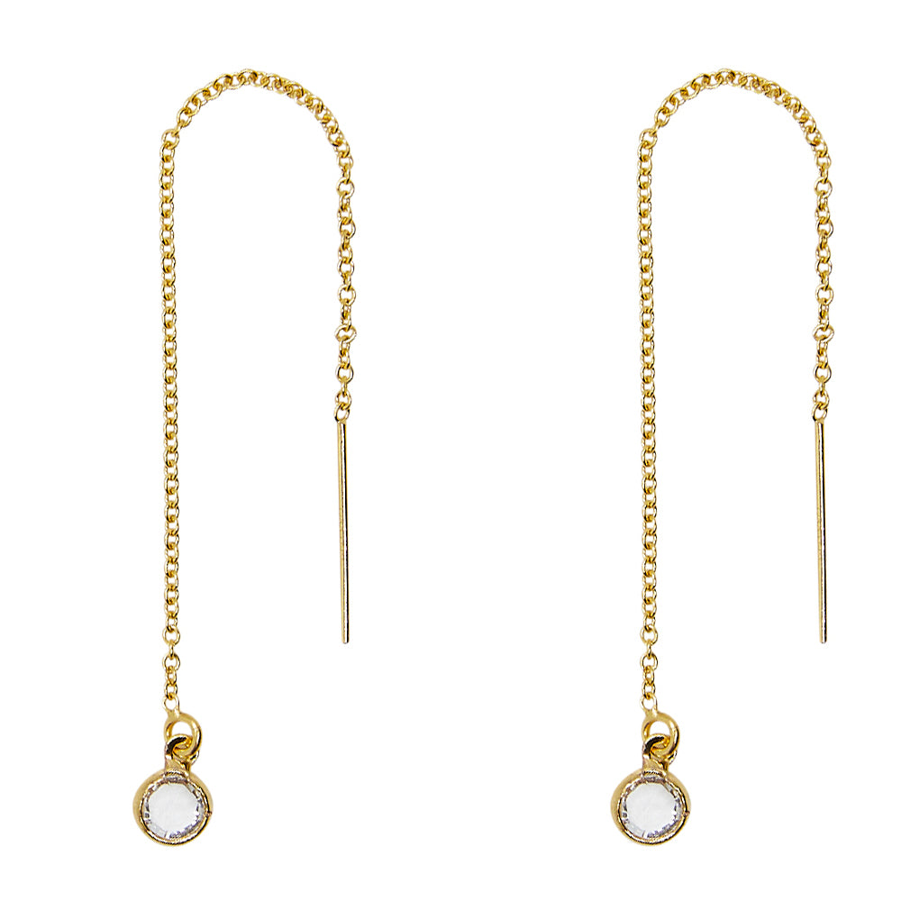 Tiny Clear Crystal Threader Earrings