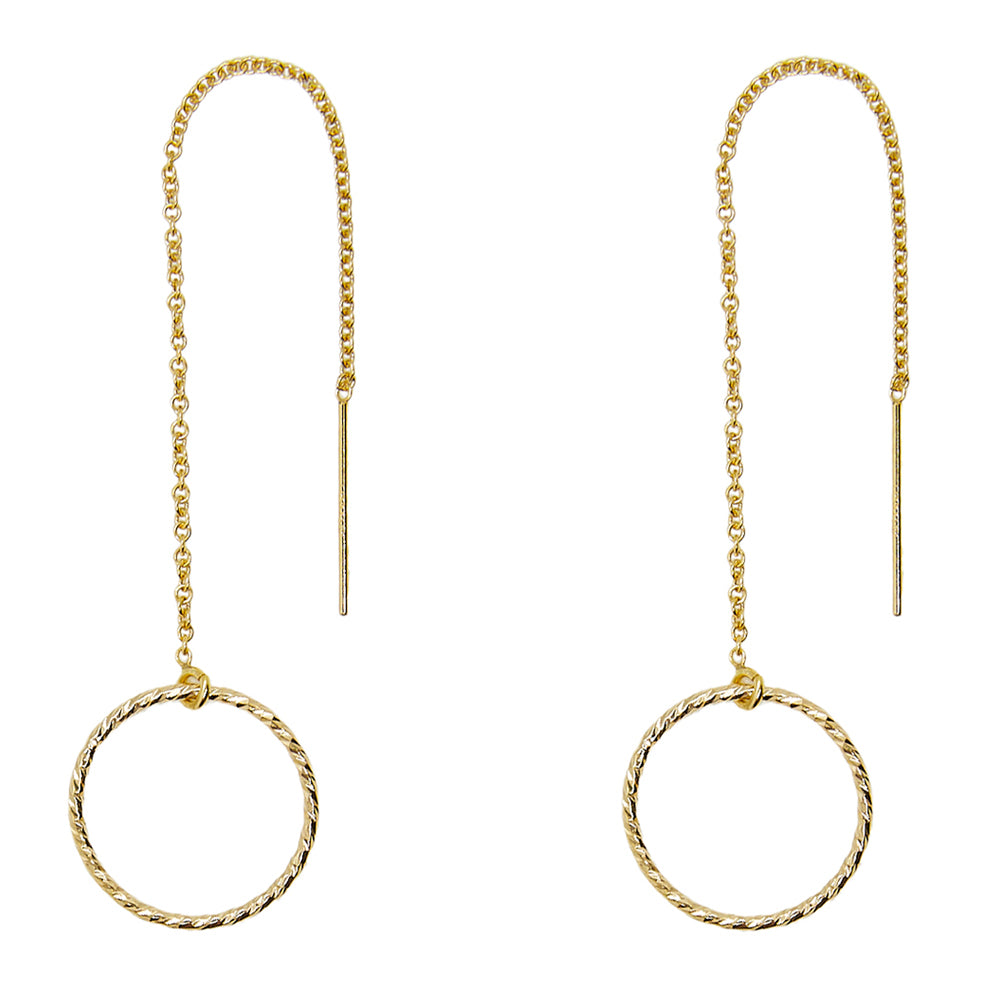 Diamond Cut Circles Threader Earrings