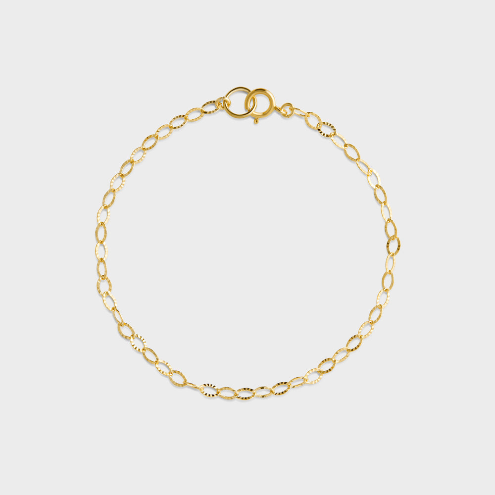 Sparkly Flat Oval Chain Bracelet
