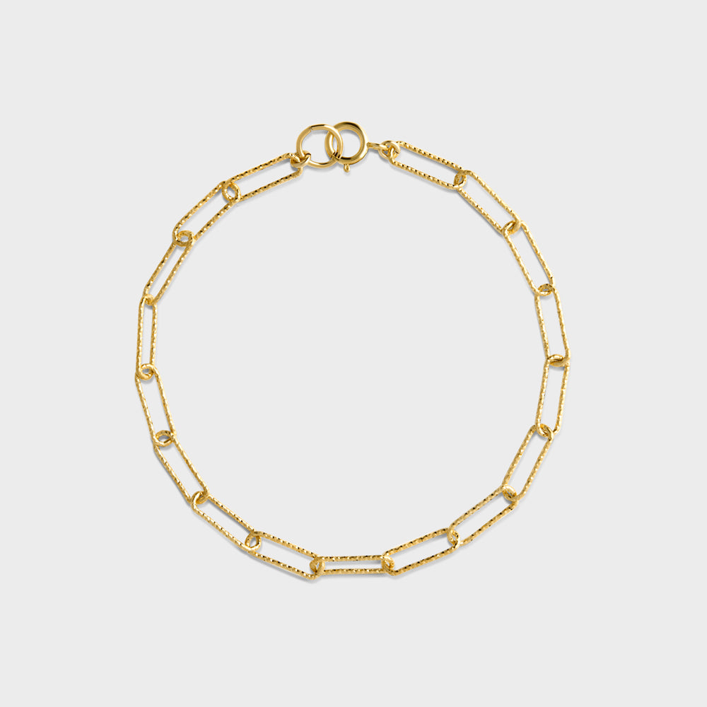 Diamond Cut Rectangular Chain Bracelet