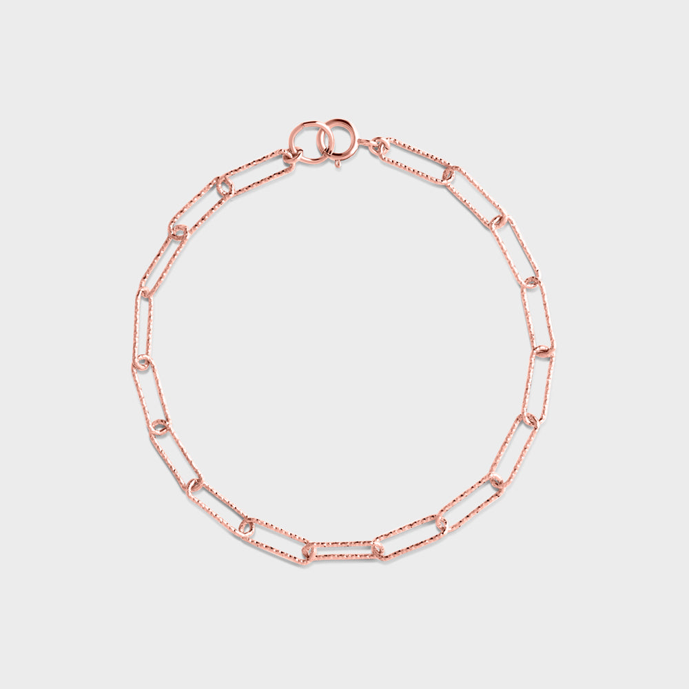 Diamond Cut Rectangular Chain Bracelet