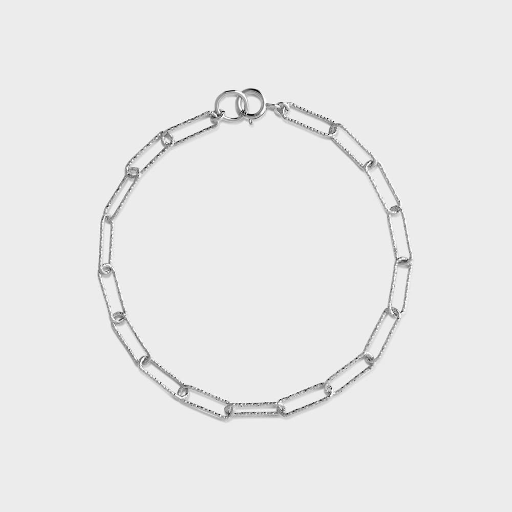 Diamond Cut Rectangular Chain Bracelet