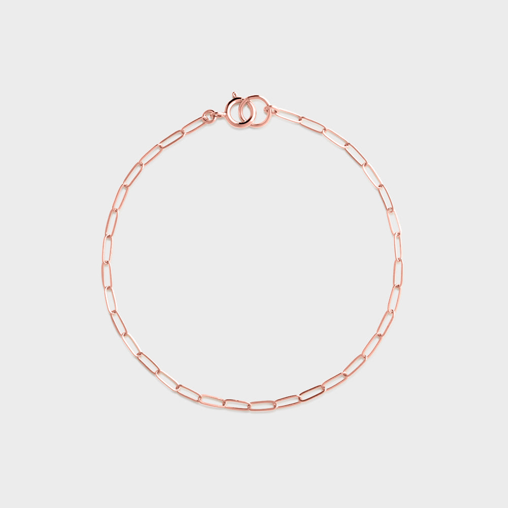 14k Rose Gold Filled Rectangular Chain Bracelet
