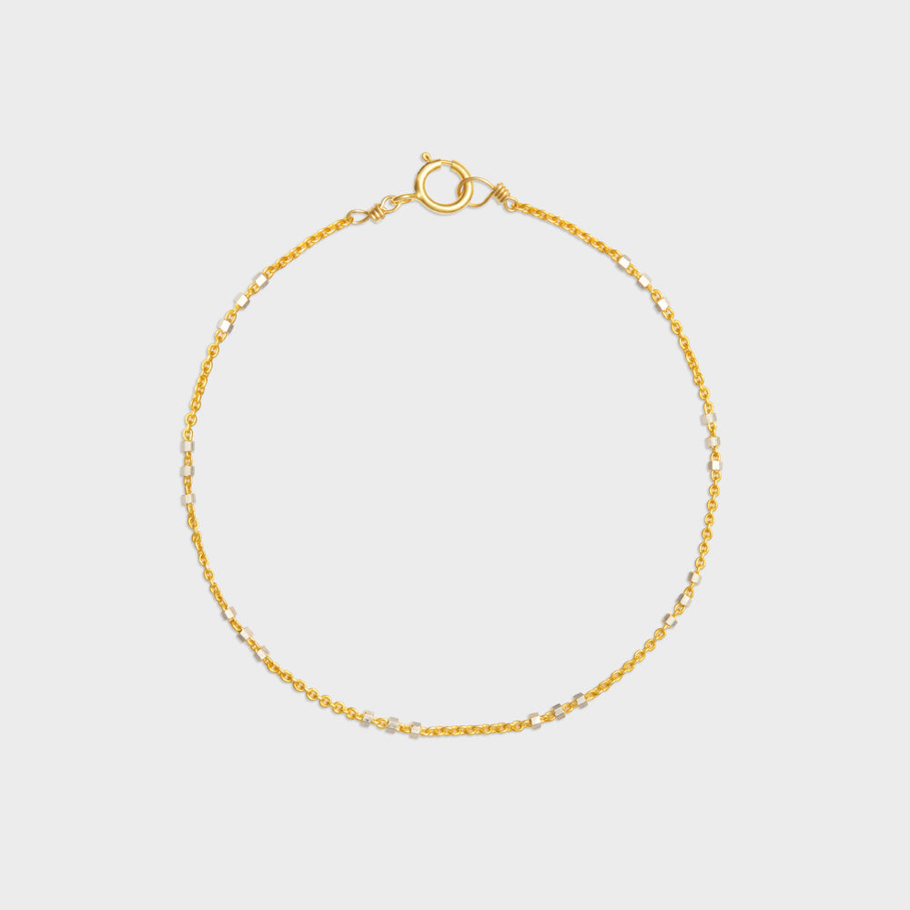 Two Tone Micro Triple Bead Spaced Anklet